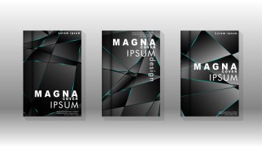 Kapak tasarım deseninin arka planı. mavi üçgen çizgi. Vektör ön sayfa yazı tipi