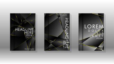 Fantezi çokgen kapak desen arka plan tasarımı. sarı üçgen çizgi