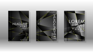 Fantezi çokgen kapak desen arka plan tasarımı. sarı üçgen çizgi