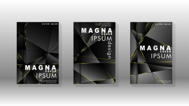 Fantezi çokgen kapak desen arka plan tasarımı. sarı üçgen çizgi