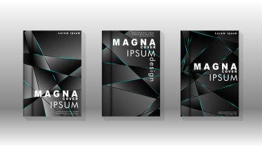 Kapak tasarım deseninin arka planı. mavi üçgen çizgi. Vektör ön sayfa yazı tipi