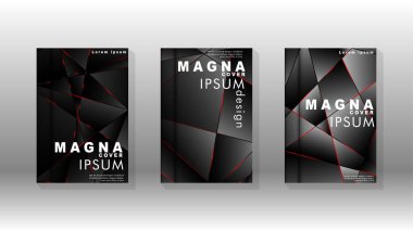 Kapak tasarım deseninin arka planı. Kırmızı üçgen çizgisi. Vektör ön sayfa yazı tipi