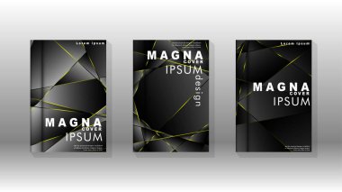 Fantezi çokgen kapak desen arka plan tasarımı. sarı üçgen çizgi