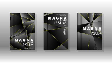 Fantezi çokgen kapak desen arka plan tasarımı. sarı üçgen çizgi