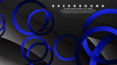 Parlak fantezi mavi siyah daireler ile soyut metal vektör arka plan