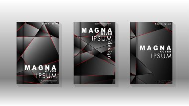 Kapak tasarım deseninin arka planı. Kırmızı üçgen çizgisi. Vektör ön sayfa yazı tipi