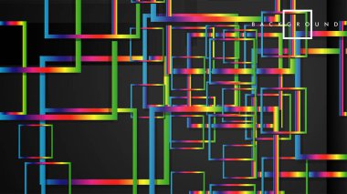 Vektör Modern Soyut Kareler Arka Planlar . siyah ve gökkuşağı renk degradesi ile. eps 10 şablonu