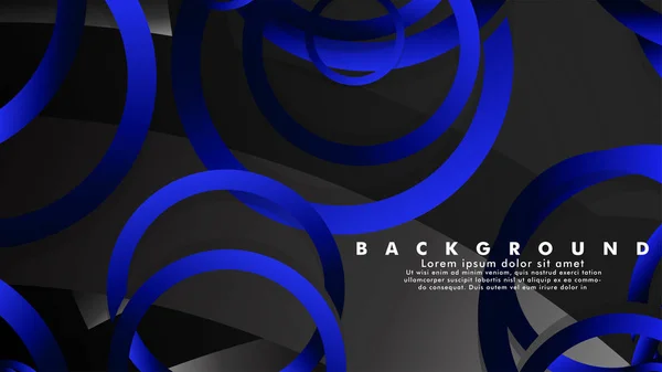 抽象金属矢量背景，带闪亮的花哨蓝色黑色圆圈 — 图库矢量图片