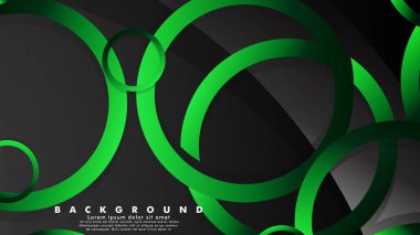 Parlak fantezi yeşil siyah daireler ile soyut metal vektör arka plan