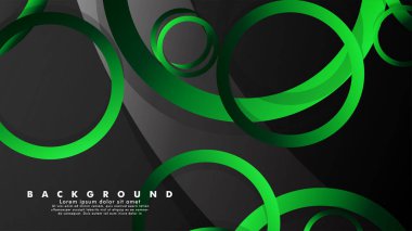 Parlak fantezi yeşil siyah daireler ile soyut metal vektör arka plan