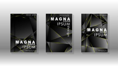 Fantezi çokgen kapak desen arka plan tasarımı. sarı üçgen çizgi