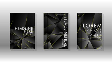 Fantezi çokgen kapak desen arka plan tasarımı. sarı üçgen çizgi