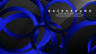 Parlak fantezi mavi siyah daireler ile soyut metal vektör arka plan