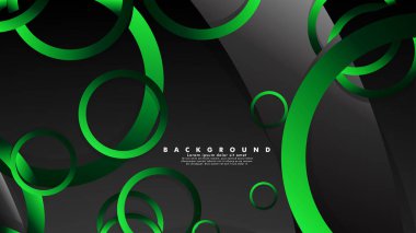 Parlak fantezi yeşil siyah daireler ile soyut metal vektör arka plan