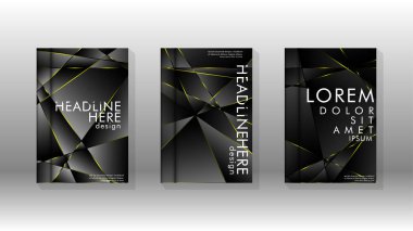 Fantezi çokgen kapak desen arka plan tasarımı. sarı üçgen çizgi