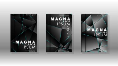 Kapak tasarım deseninin arka planı. mavi üçgen çizgi. Vektör ön sayfa yazı tipi