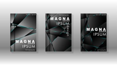 Kapak tasarım deseninin arka planı. mavi üçgen çizgi. Vektör ön sayfa yazı tipi