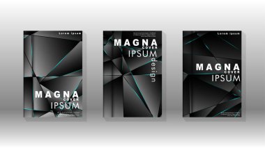 Kapak tasarım deseninin arka planı. mavi üçgen çizgi. Vektör ön sayfa yazı tipi