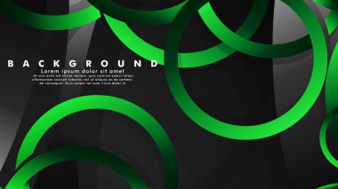 Parlak fantezi yeşil siyah daireler ile soyut metal vektör arka plan