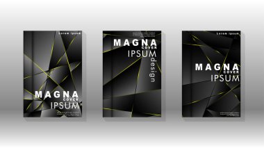 Fantezi çokgen kapak desen arka plan tasarımı. sarı üçgen çizgi