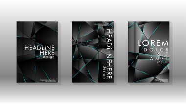 Kapak tasarım deseninin arka planı. mavi üçgen çizgi. Vektör ön sayfa yazı tipi