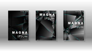 Kapak tasarım deseninin arka planı. mavi üçgen çizgi. Vektör ön sayfa yazı tipi