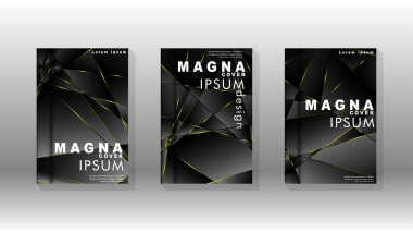 Fantezi çokgen kapak desen arka plan tasarımı. sarı üçgen çizgi