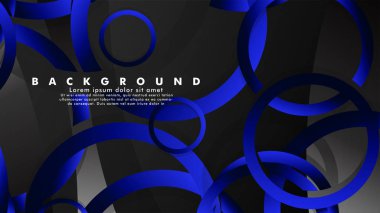 Parlak fantezi mavi siyah daireler ile soyut metal vektör arka plan