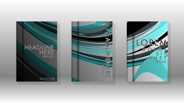 Dalga elemanları ile soyut kapak. kitap tasarım konsepti. Fütüristik iş düzeni. Dijital poster şablonu. Tasarım Vektörü - eps10