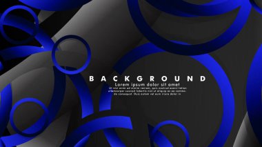 Parlak fantezi mavi siyah daireler ile soyut metal vektör arka plan