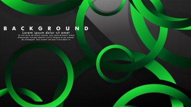 Parlak fantezi yeşil siyah daireler ile soyut metal vektör arka plan