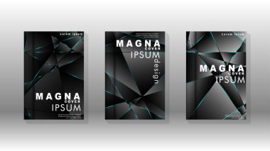 Kapak tasarım deseninin arka planı. mavi üçgen çizgi. Vektör ön sayfa yazı tipi