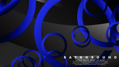 Parlak fantezi mavi siyah daireler ile soyut metal vektör arka plan