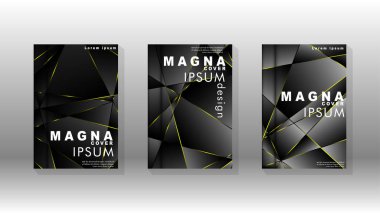 Fantezi çokgen kapak desen arka plan tasarımı. sarı üçgen çizgi