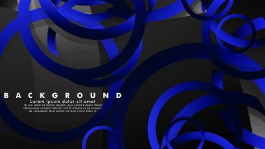 Parlak fantezi mavi siyah daireler ile soyut metal vektör arka plan
