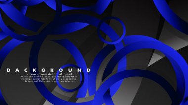 Parlak fantezi mavi siyah daireler ile soyut metal vektör arka plan