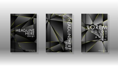 Fantezi çokgen kapak desen arka plan tasarımı. sarı üçgen çizgi