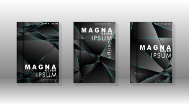 Kapak tasarım deseninin arka planı. mavi üçgen çizgi. Vektör ön sayfa yazı tipi