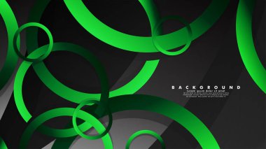 Parlak fantezi yeşil siyah daireler ile soyut metal vektör arka plan