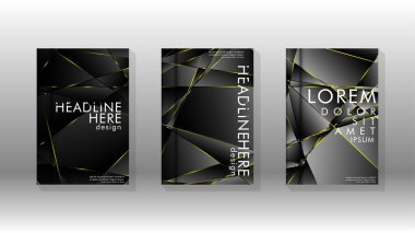 Fantezi çokgen kapak desen arka plan tasarımı. sarı üçgen çizgi