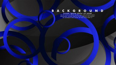 Parlak fantezi mavi siyah daireler ile soyut metal vektör arka plan