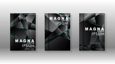 Kapak tasarım deseninin arka planı. mavi üçgen çizgi. Vektör ön sayfa yazı tipi