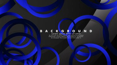 Parlak fantezi mavi siyah daireler ile soyut metal vektör arka plan