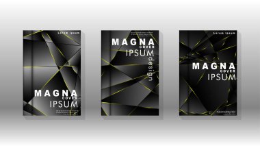 Fantezi çokgen kapak desen arka plan tasarımı. sarı üçgen çizgi