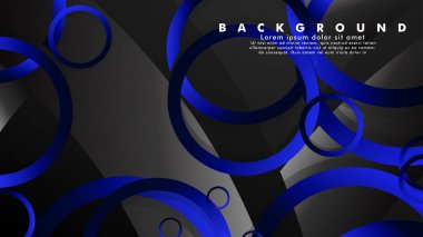 Parlak fantezi mavi siyah daireler ile soyut metal vektör arka plan