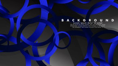 Parlak fantezi mavi siyah daireler ile soyut metal vektör arka plan