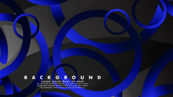 光沢のある派手な青い黒い円を持つ抽象的な金属ベクトルの背景 — ストックベクタ