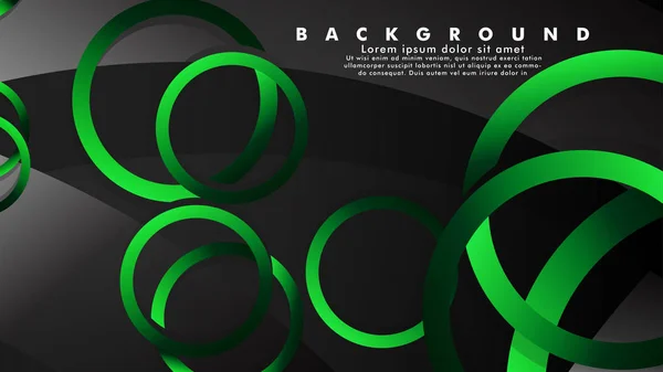Abstraktní kovové vektorové pozadí s lesklými ozdobzelenými černými kruhy — Stockový vektor