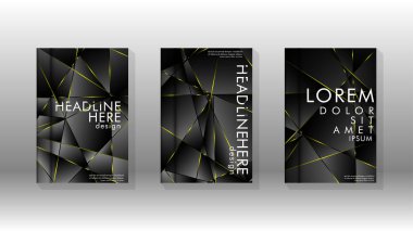 Fantezi çokgen kapak desen arka plan tasarımı. sarı üçgen çizgi