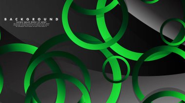 Parlak fantezi yeşil siyah daireler ile soyut metal vektör arka plan